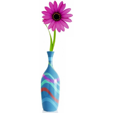 Sticker fleur violette en pot