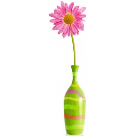 Sticker fleur rose en pot