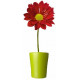 Sticker fleur rouge pot vert