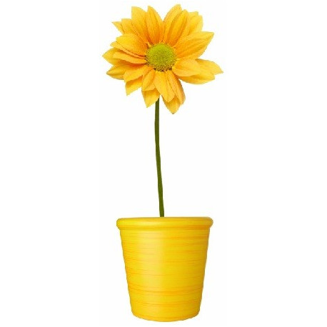 Sticker mural fleur jaune en pot