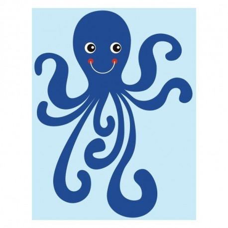 Autocollant Marin Pieuvre bleu