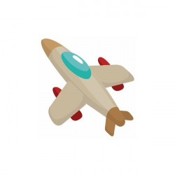 Sticker Avion montgolfière vert et jaune