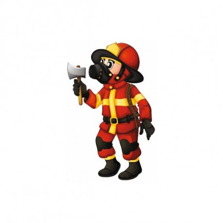 Sticker Pompier lance et casque