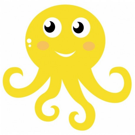Sticker Mer pieuvre jaune