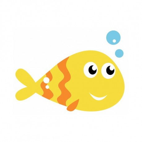 Sticker Mer poisson jaune orange avec bulles
