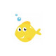 Sticker Mer poisson jaune avec bulles