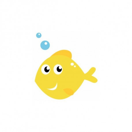 Sticker Mer poisson jaune avec bulles