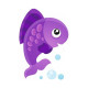 Sticker Mer petit poisson violet