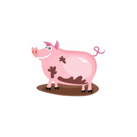 Sticker Animaux Cochon avec boue