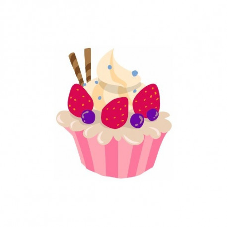 Sticker Cup cake vanille et fraise