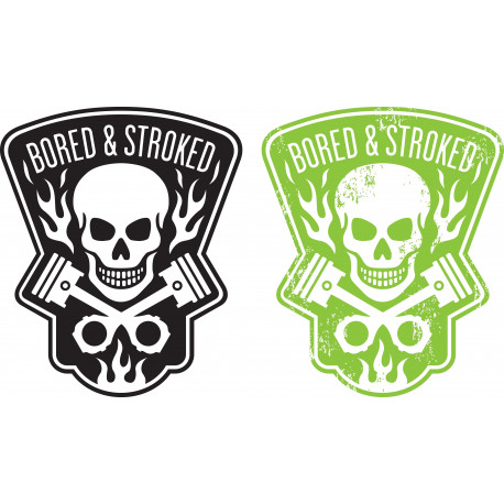 Sticker Tête de mort piston vert