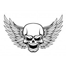 Sticker Tête de mort Ailes blanc