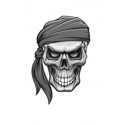 Sticker Tête de mort bandana noir