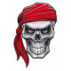 Sticker Tête de mort bandana rouge