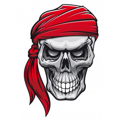Sticker Tête de mort bandana rouge