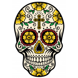 Sticker mural Tête de mort Fleur mexicaine