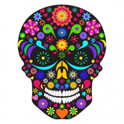 Sticker Tête de mort Fleuris