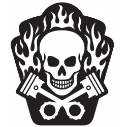 Sticker Tête de mort Piston flamme