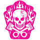 Sticker Tête de mort Piston flamme Rose