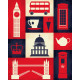 Sticker Londres ville sans fond marron