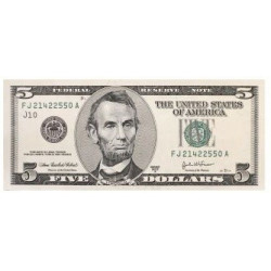 Autocollant Billet dollar dollard 5