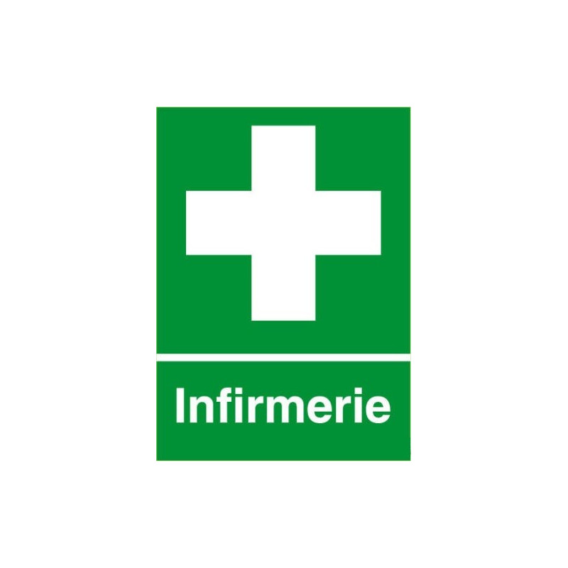 Sticker Autocollant INFIRMERIE - Croix Verte - Taille XL 20x20 Cm - Vinyle Haute Qualité - Pour Voiture, Casque, Frigo...