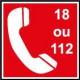 Sticker incendie - téléphone pompier 112 - 18