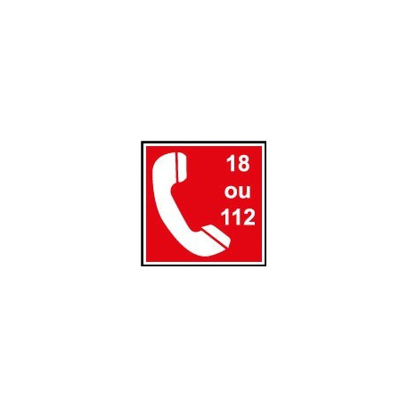 Sticker incendie - téléphone pompier 112 - 18
