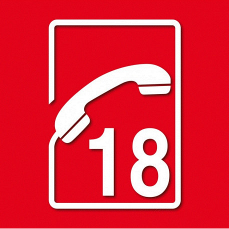 Sticker incendie - téléphone pompier 112 - 18