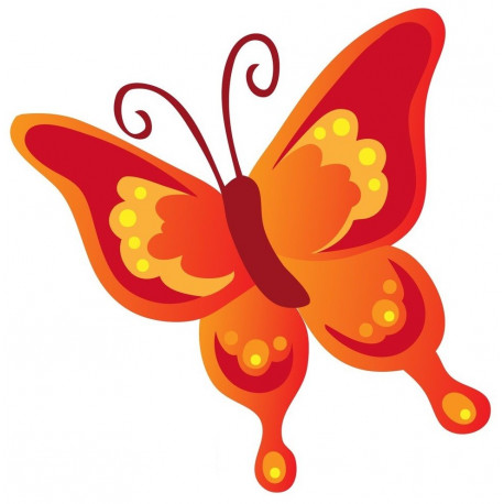 Autocollant Papillon orange et rouge
