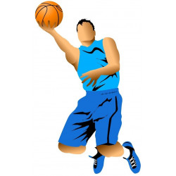 Autocollant mural basketteur bleu