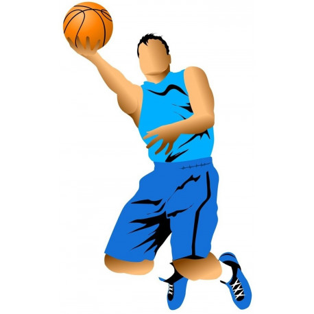 Autocollant mural basketteur bleu