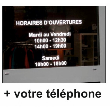 Sticker N°2 : Horaires + TEL ou email ou wite web