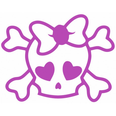 Sticker Tête de mort Rose coeur