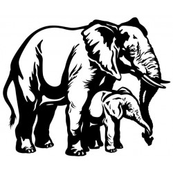 Sticker éléphant avec éléphanteau