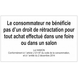 Sticker COnsommateur droit de rétractation - Foire et salon