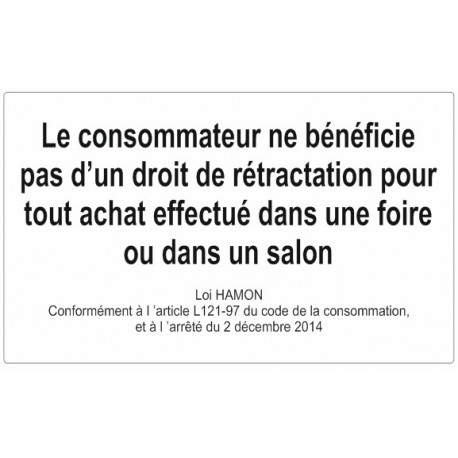 Sticker COnsommateur droit de rétractation - Foire et salon