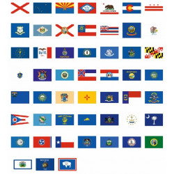 A) OFFRE : 51 stickers Drapeaux des états des Etaus-Unis