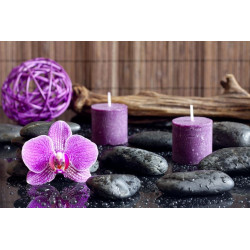 Sticker Bougie et fleurs violette