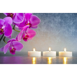 Sticker Bougie avec fleur violette