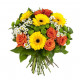 Sticker bouquet fleurs jaune rouge