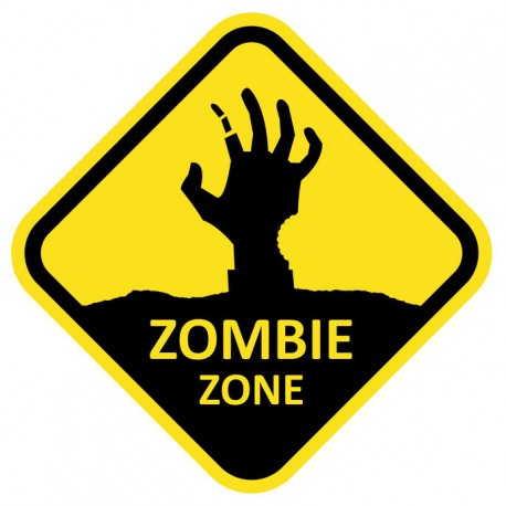 Sticker panneau zombie zone mort vivant
