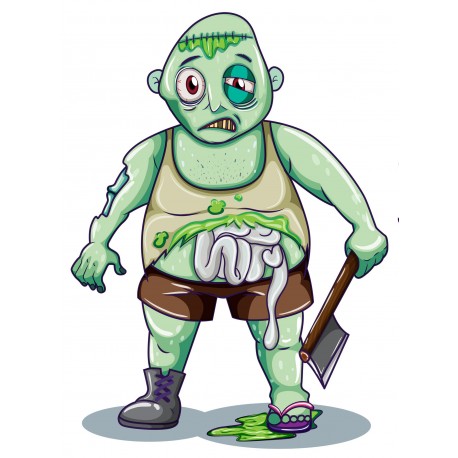 Sticker Zombie monstre vert peur