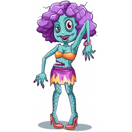 Sticker Zombie monstre bleu femme