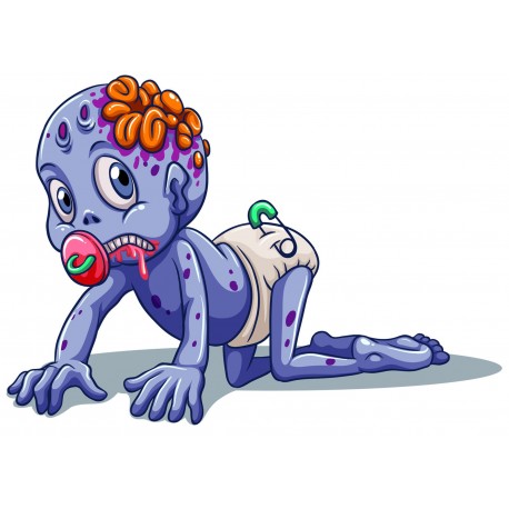 Sticker Zombie monstre bebe peur violet