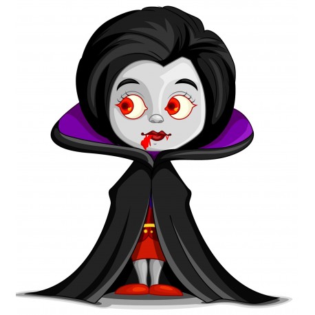Sticker Vampire fille enfant noir rouge