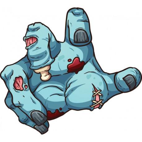 Sticker Main zombie monstre sang bleu os