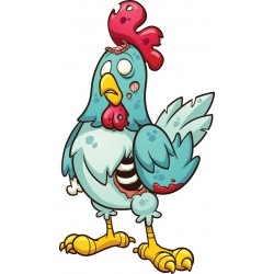 Sticker Poule zombie bleu