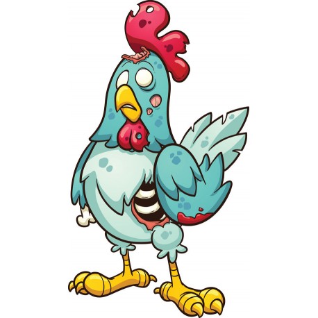Sticker Poule zombie bleu