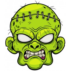 Sticker Zombie tete vert peur logo